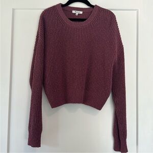 Madewell cropped knit crewneck sweater magenta medium